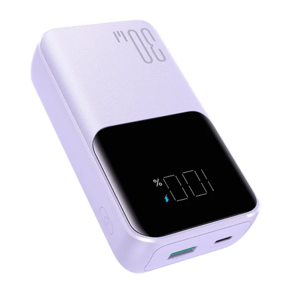 Joyroom JR-PBC07 20000mAh 30W mini power bank with USB-C and Lightning cables - purpleeng