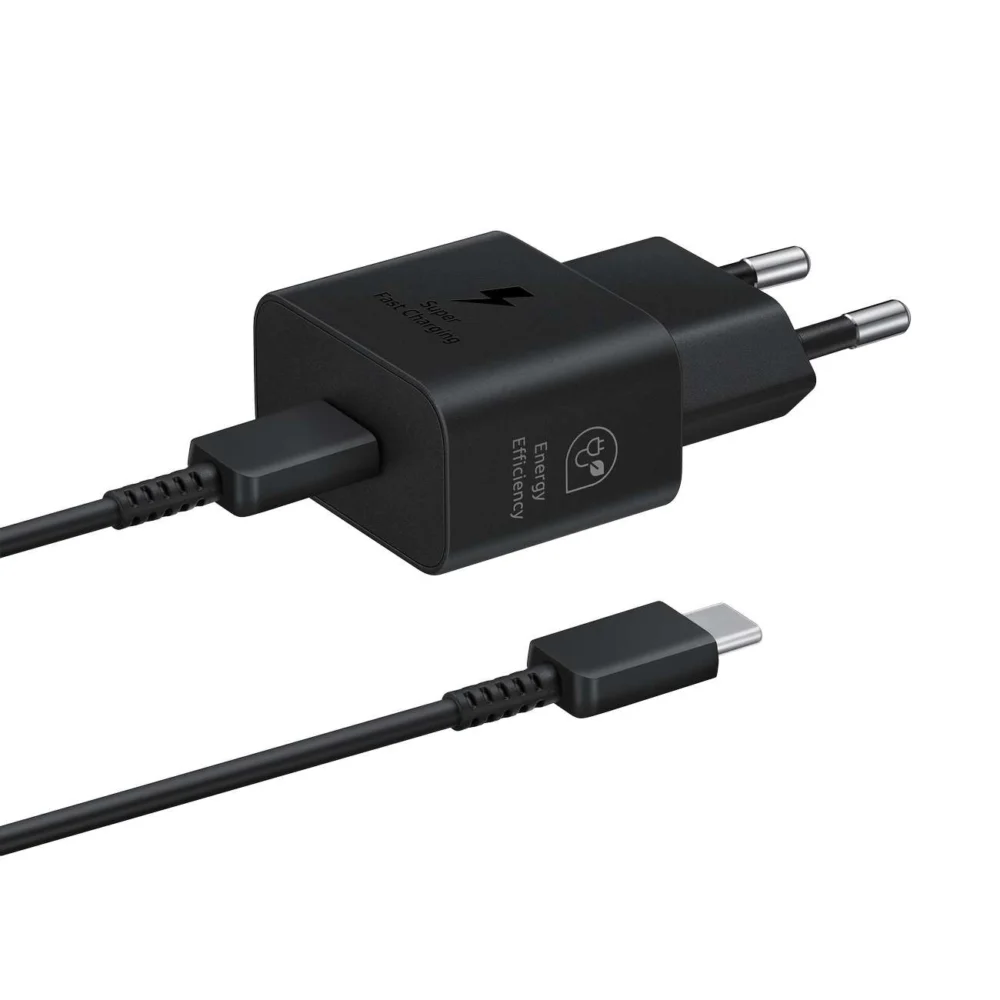 Samsung EP-T2510XBEGEU 25W SFC GaN wall charger with USB-C cable - blackeng