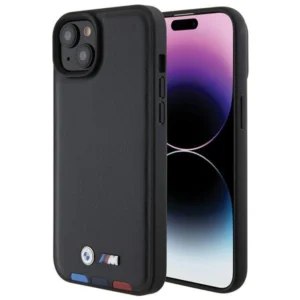 BMW BMHCP15M22PTDK iPhone 15 Plus 6.7" black/black Leather Stamp Tricoloreng