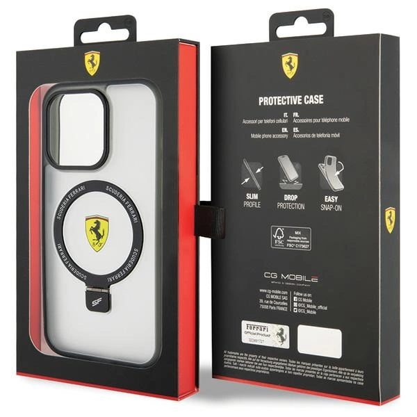 Ferrari FEHMP15XUSCAH iPhone 15 Pro Max 6.7" transparent hardcase Ring Stand 2023 Collection MagSafeeng