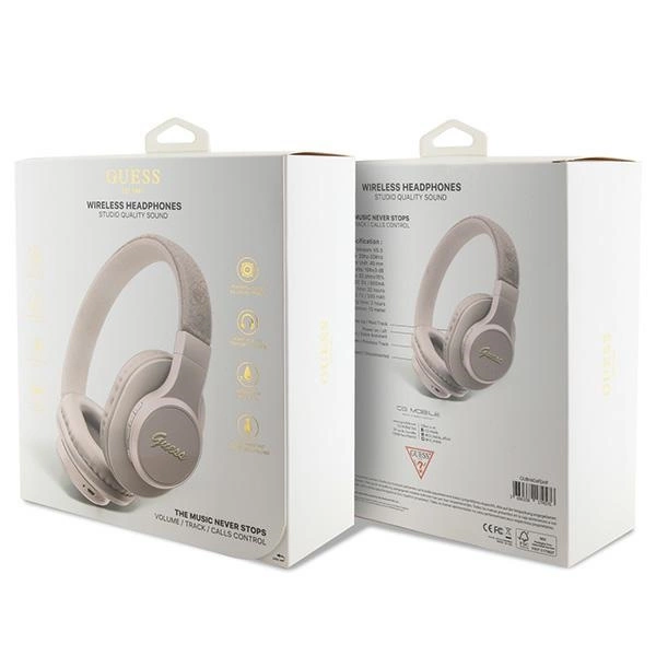 Guess Bluetooth on-ear headphones GUBH604GEMP pink/pink 4G Scripteng