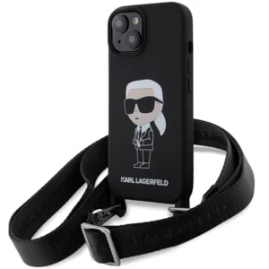 Karl Lagerfeld KLHCP15SSCBSKNK iPhone 15 6.1" hardcase black/black Crossbody Silicone Ikonikeng