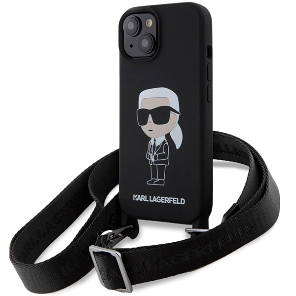 Karl Lagerfeld KLHCP15SSCBSKNK iPhone 15 6.1" hardcase black/black Crossbody Silicone Ikonikeng