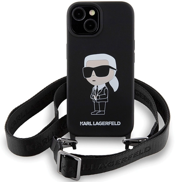 Karl Lagerfeld KLHCP15SSCBSKNK iPhone 15 6.1" hardcase black/black Crossbody Silicone Ikonikeng