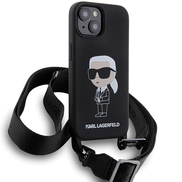 Karl Lagerfeld KLHCP15SSCBSKNK iPhone 15 6.1" hardcase black/black Crossbody Silicone Ikonikeng
