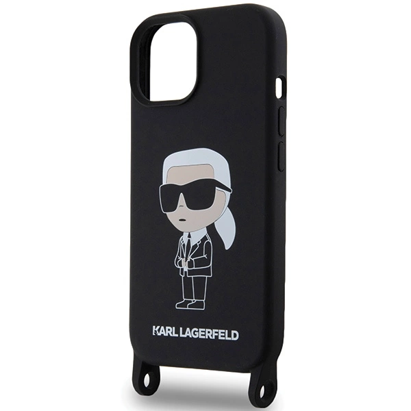 Karl Lagerfeld KLHCP15SSCBSKNK iPhone 15 6.1" hardcase black/black Crossbody Silicone Ikonikeng