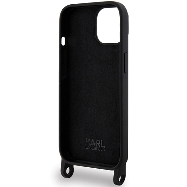 Karl Lagerfeld KLHCP15SSCBSKNK iPhone 15 6.1" hardcase black/black Crossbody Silicone Ikonikeng
