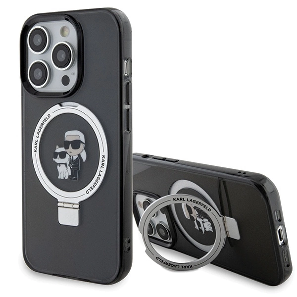 Karl Lagerfeld KLHMP13LHMRSKCK iPhone 13 Pro 6.1" black/black hardcase Ring Stand Karl&Choupette MagSafeeng