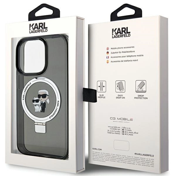 Karl Lagerfeld KLHMP13LHMRSKCK iPhone 13 Pro 6.1" black/black hardcase Ring Stand Karl&Choupette MagSafeeng