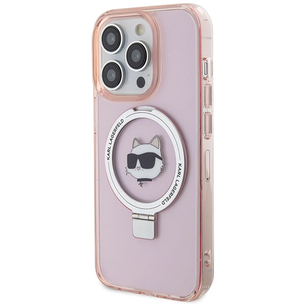 Karl Lagerfeld KLHMP15LHMRSCHP iPhone 15 Pro 6.1" pink/pink hardcase Ring Stand Choupette Head MagSafeeng