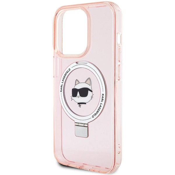 Karl Lagerfeld KLHMP15LHMRSCHP iPhone 15 Pro 6.1" pink/pink hardcase Ring Stand Choupette Head MagSafeeng