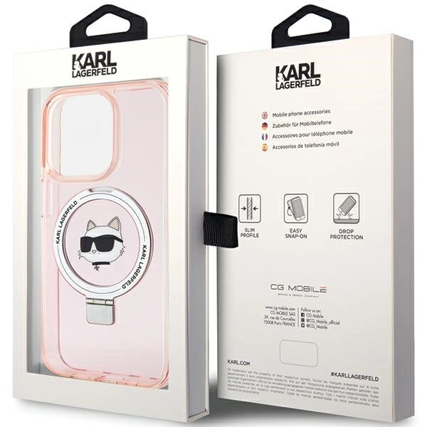 Karl Lagerfeld KLHMP15LHMRSCHP iPhone 15 Pro 6.1" pink/pink hardcase Ring Stand Choupette Head MagSafeeng