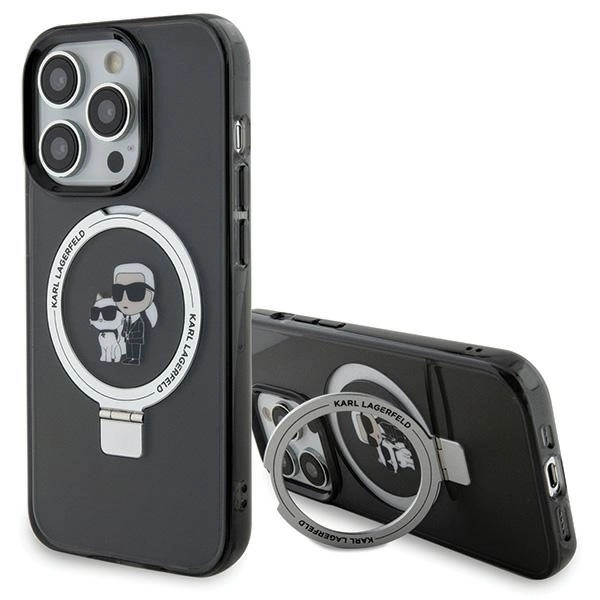 Karl Lagerfeld KLHMP15LHMRSKCK iPhone 15 Pro 6.1" black/black hardcase Ring Stand Karl&Choupette MagSafeeng