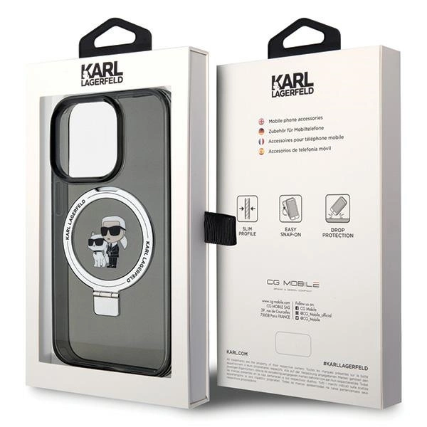 Karl Lagerfeld KLHMP15LHMRSKCK iPhone 15 Pro 6.1" black/black hardcase Ring Stand Karl&Choupette MagSafeeng