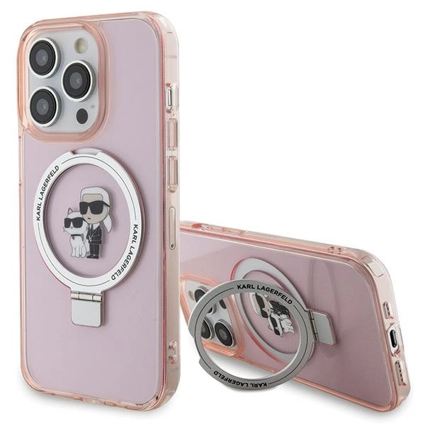 Karl Lagerfeld KLHMP15LHMRSKCP iPhone 15 Pro 6.1" pink/pink hardcase Ring Stand Karl&Choupette MagSafeeng