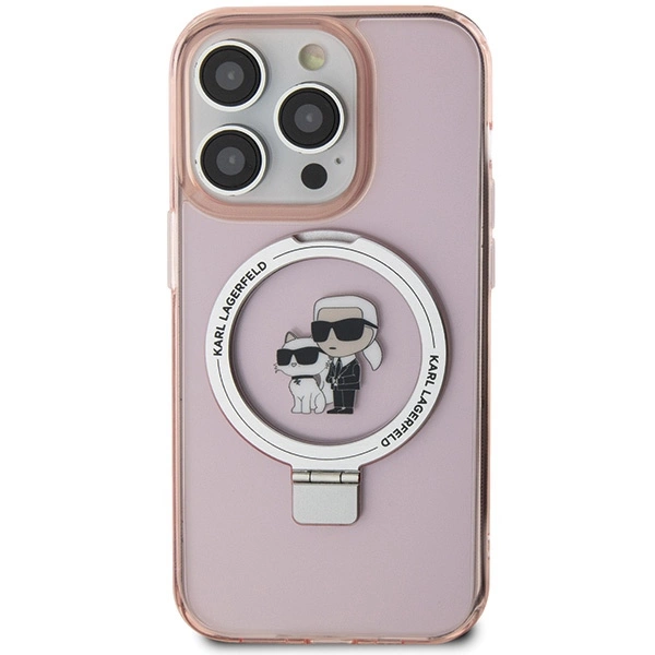 Karl Lagerfeld KLHMP15LHMRSKCP iPhone 15 Pro 6.1" pink/pink hardcase Ring Stand Karl&Choupette MagSafeeng