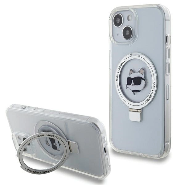 Karl Lagerfeld KLHMP15SHMRSCHH iPhone 15 6.1" white/white hardcase Ring Stand Choupette Head MagSafeeng