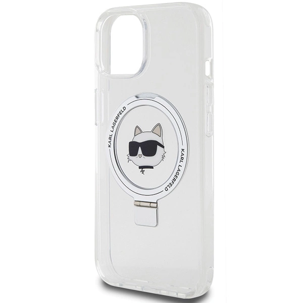 Karl Lagerfeld KLHMP15SHMRSCHH iPhone 15 6.1" white/white hardcase Ring Stand Choupette Head MagSafeeng