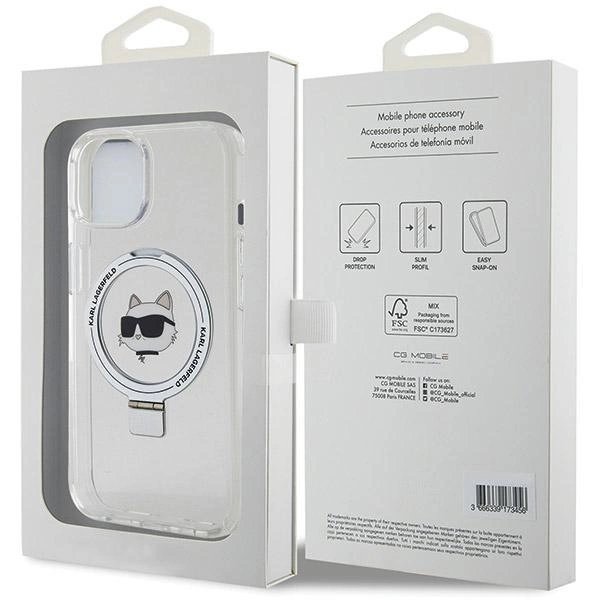 Karl Lagerfeld KLHMP15SHMRSCHH iPhone 15 6.1" white/white hardcase Ring Stand Choupette Head MagSafeeng