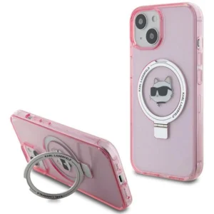 Karl Lagerfeld KLHMP15SHMRSCHP iPhone 15 6.1" pink/pink hardcase Ring Stand Choupette Head MagSafeeng