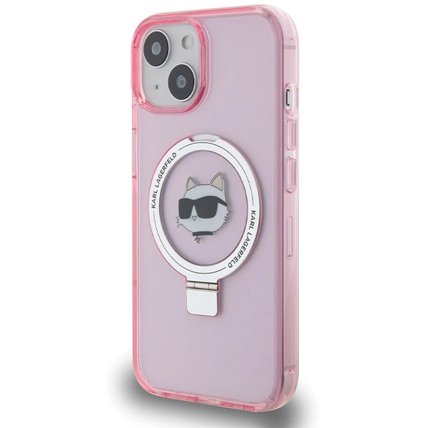 Karl Lagerfeld KLHMP15SHMRSCHP iPhone 15 6.1" pink/pink hardcase Ring Stand Choupette Head MagSafeeng
