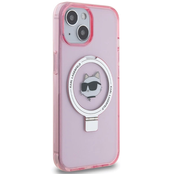 Karl Lagerfeld KLHMP15SHMRSCHP iPhone 15 6.1" pink/pink hardcase Ring Stand Choupette Head MagSafeeng