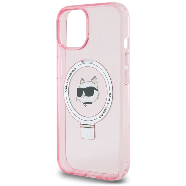 Karl Lagerfeld KLHMP15SHMRSCHP iPhone 15 6.1" pink/pink hardcase Ring Stand Choupette Head MagSafeeng
