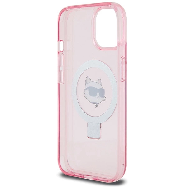 Karl Lagerfeld KLHMP15SHMRSCHP iPhone 15 6.1" pink/pink hardcase Ring Stand Choupette Head MagSafeeng