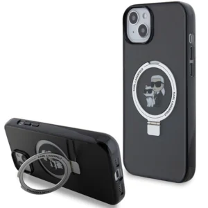 Karl Lagerfeld KLHMP15SHMRSKCK iPhone 15 6.1" black/black hardcase Ring Stand Karl&Choupette MagSafeeng