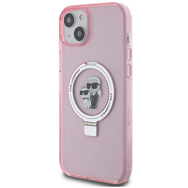 Karl Lagerfeld KLHMP15SHMRSKCP iPhone 15 6.1" pink/pink hardcase Ring Stand Karl&Choupette MagSafeeng