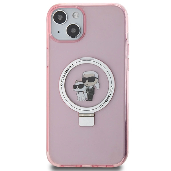 Karl Lagerfeld KLHMP15SHMRSKCP iPhone 15 6.1" pink/pink hardcase Ring Stand Karl&Choupette MagSafeeng