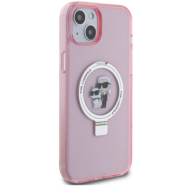 Karl Lagerfeld KLHMP15SHMRSKCP iPhone 15 6.1" pink/pink hardcase Ring Stand Karl&Choupette MagSafeeng
