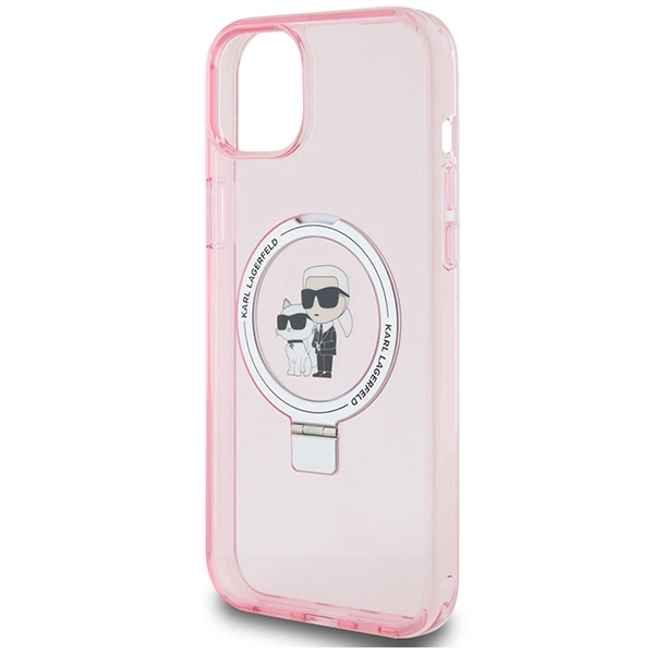 Karl Lagerfeld KLHMP15SHMRSKCP iPhone 15 6.1" pink/pink hardcase Ring Stand Karl&Choupette MagSafeeng