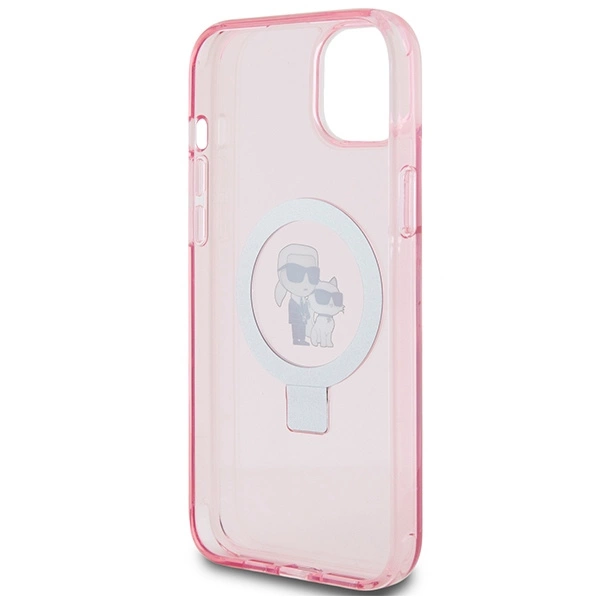 Karl Lagerfeld KLHMP15SHMRSKCP iPhone 15 6.1" pink/pink hardcase Ring Stand Karl&Choupette MagSafeeng