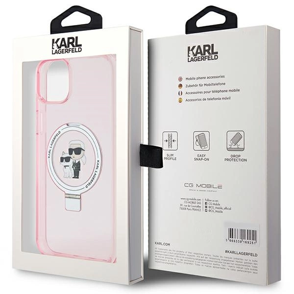 Karl Lagerfeld KLHMP15SHMRSKCP iPhone 15 6.1" pink/pink hardcase Ring Stand Karl&Choupette MagSafeeng