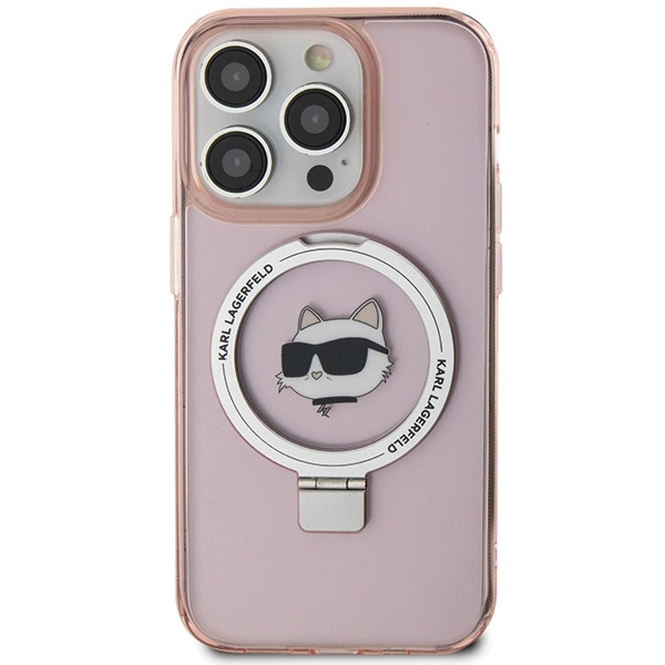 Karl Lagerfeld KLHMP15XHMRSCHP iPhone 15 Pro Max 6.7" pink/pink hardcase Ring Stand Choupette Head MagSafeeng