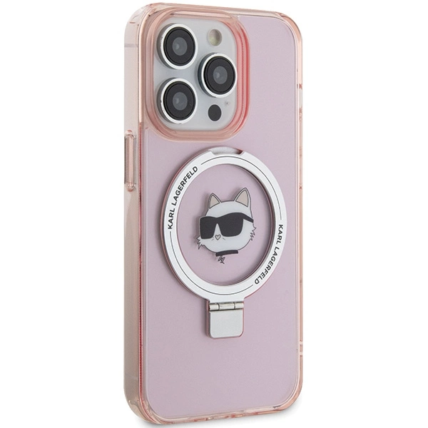 Karl Lagerfeld KLHMP15XHMRSCHP iPhone 15 Pro Max 6.7" pink/pink hardcase Ring Stand Choupette Head MagSafeeng