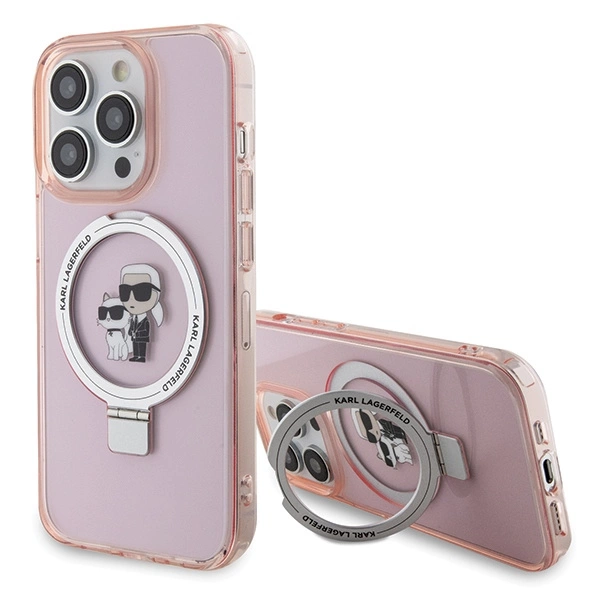 Karl Lagerfeld KLHMP15XHMRSKCP iPhone 15 Pro Max 6.7" pink/pink hardcase Ring Stand Karl&Choupette MagSafeeng