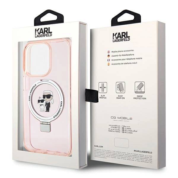 Karl Lagerfeld KLHMP15XHMRSKCP iPhone 15 Pro Max 6.7" pink/pink hardcase Ring Stand Karl&Choupette MagSafeeng