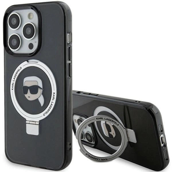 Karl Lagerfeld KLHMP15XHMRSKHK iPhone 15 Pro Max 6.7" black/black hardcase Ring Stand Karl Head MagSafeeng