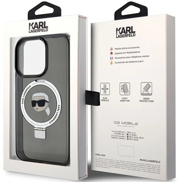 Karl Lagerfeld KLHMP15XHMRSKHK iPhone 15 Pro Max 6.7" black/black hardcase Ring Stand Karl Head MagSafeeng