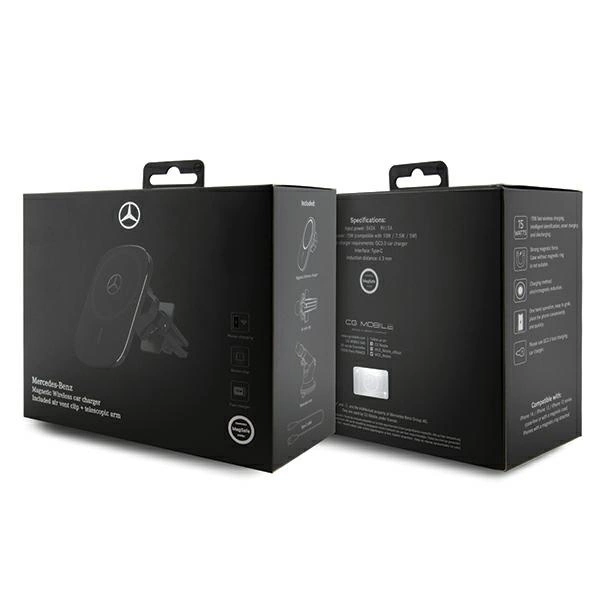 Mercedes MEWCCGSLK 15W induction holder for air vent/glass black/black Silver Stars MagSafeeng
