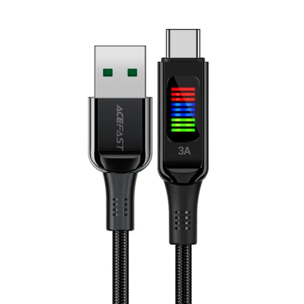 Acefast C7-04 USB-A USB-C 60W 1.2m cable with display - blackeng