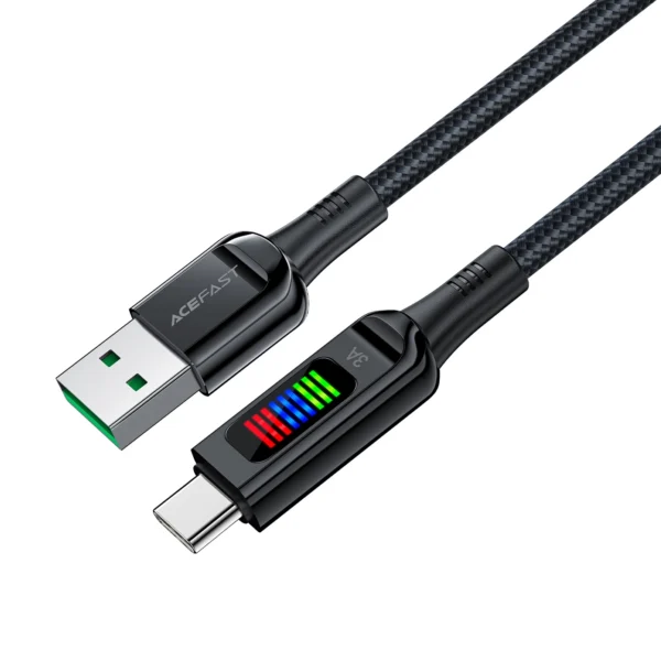 Acefast C7-04 USB-A USB-C 60W 1.2m cable with display - blackeng