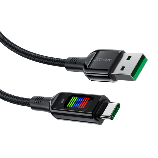 Acefast C7-04 USB-A USB-C 60W 1.2m cable with display - blackeng