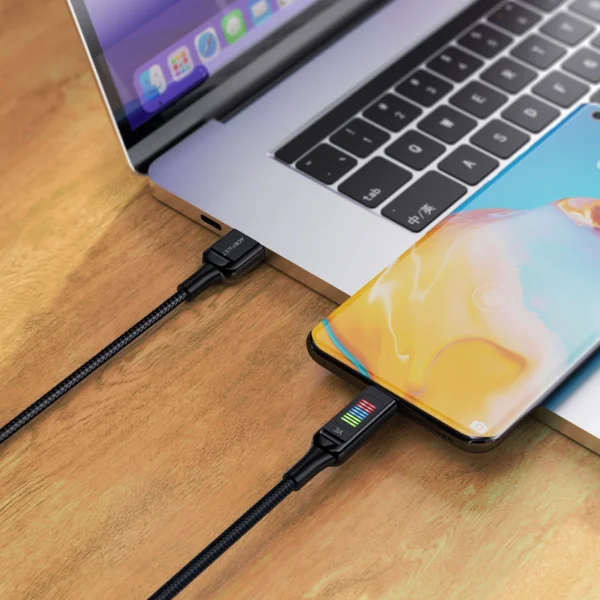 Acefast C7-04 USB-A USB-C 60W 1.2m cable with display - blackeng