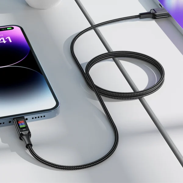 Acefast C7-04 USB-A USB-C 60W 1.2m cable with display - blackeng