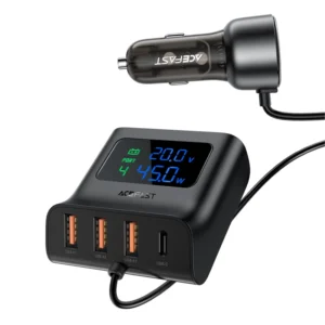 Acefast B11 138W USB-A USB-C Car Charger with 6 Ports - Blackeng
