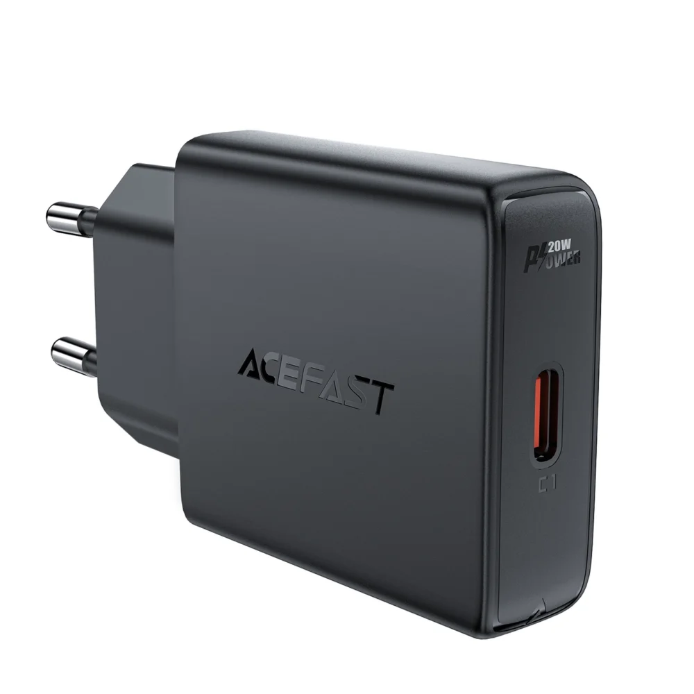 Acefast A65 PD 20W GaN USB-C Ultra Slim Wall Charger - Blackeng