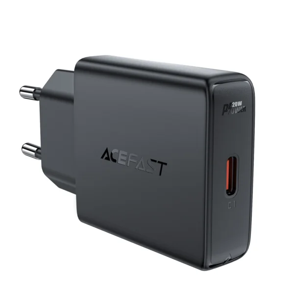 Acefast A65 PD 20W GaN USB-C Ultra Slim Wall Charger - Blackeng